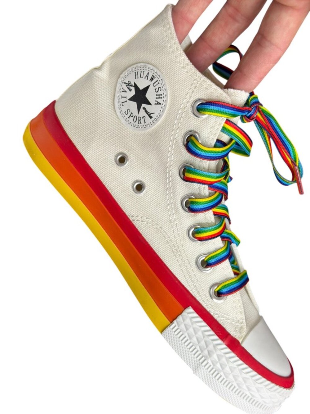 Rainbow Pride Fashion Sneakers Sole Canvas High-Top Sneakers With Multicolor Lac